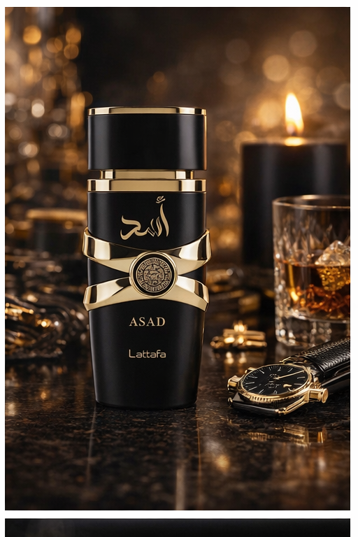 Black and gold perfume bottle