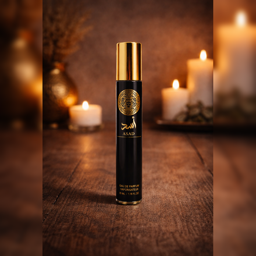 Black and gold perfume bottle 