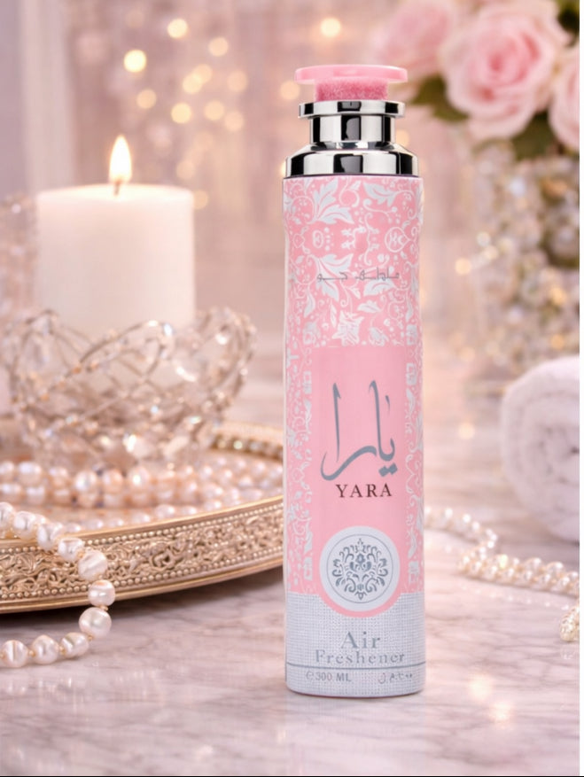 Pink air freshener with 'Yara'