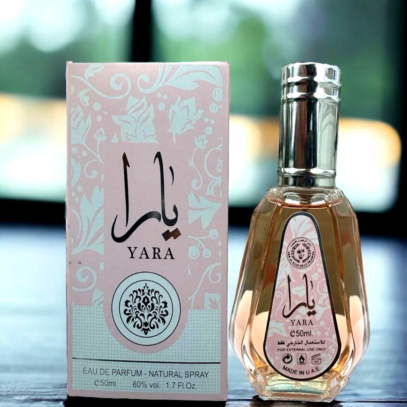 Yara perfume bottle and packaging